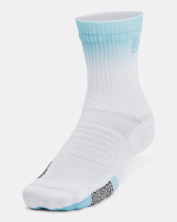 Unisex Curry ArmourDry™ Playmaker Mid-Crew Socks in White image number 1